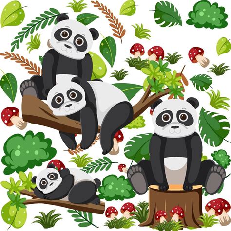 Cute Pandas Seamless Pattern 9202426 Vector Art At Vecteezy