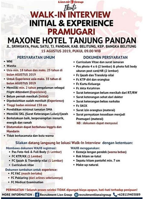 0216919., indonesia, on this page : Lowongan Kerja Lion Air Group Agustus 2019 - Lokernas.com ...