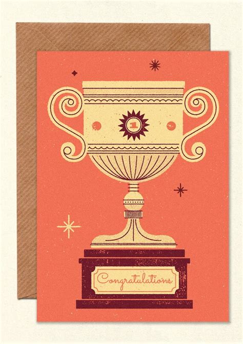 Congratulations Trophy Greetings Card With Kraft Envelope