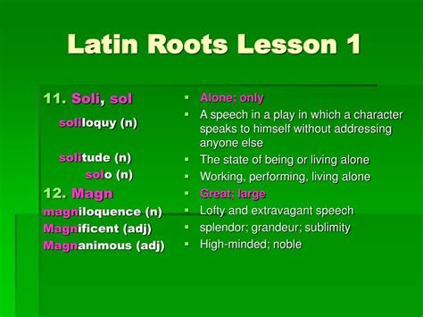 Ppt Latin Roots Lesson 1 Powerpoint Presentation Free Download Id