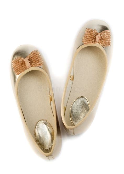 Gold Ballet Shoes For Women Stock Image Image Of Objects Leather