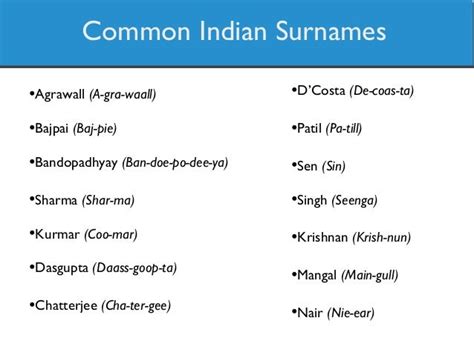 Popular Indian Last Names