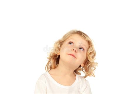Small Blond Child Imagining Something Stock Image Image Of Adorable
