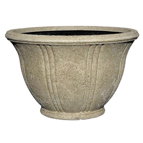 Classic Home And Garden 22 In Natural Lava Stone Low Dorset Pot Planter