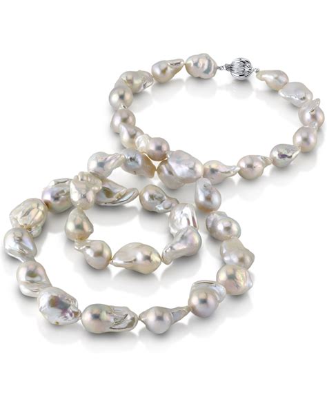 13 16mm White Freshwater Baroque Pearl Necklace Aaa Quality