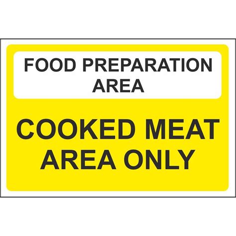 Food Preparation Area Cooked Meat Area Colour Coded Safety Signs