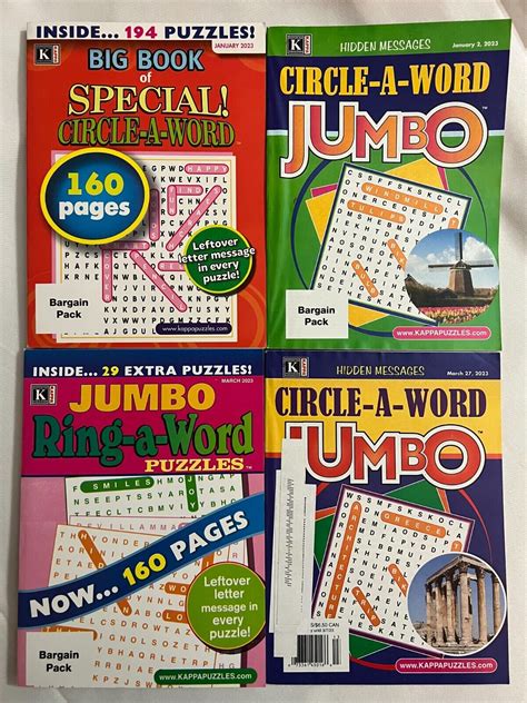 Lot Of 4 Kappa Circle A Word Ring A Word Jumbo Puzzle Books 2023 Ebay