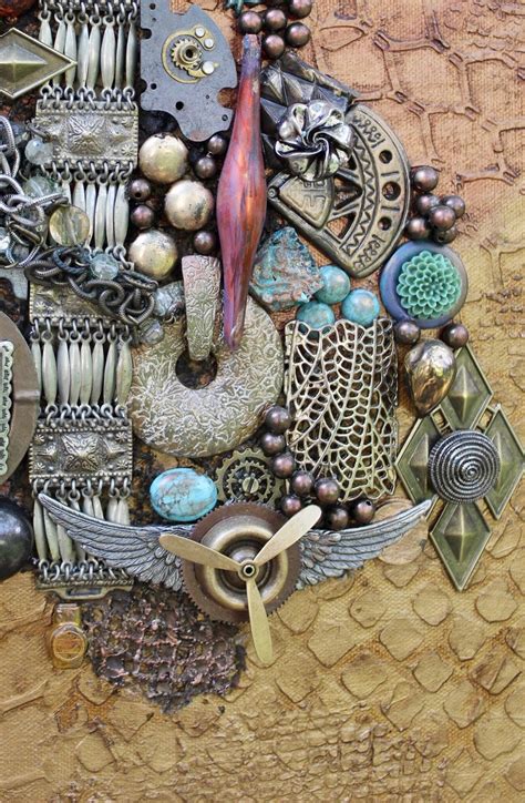 Steampunk Decor Found Objects Art Assemblage Clock Collage Etsy