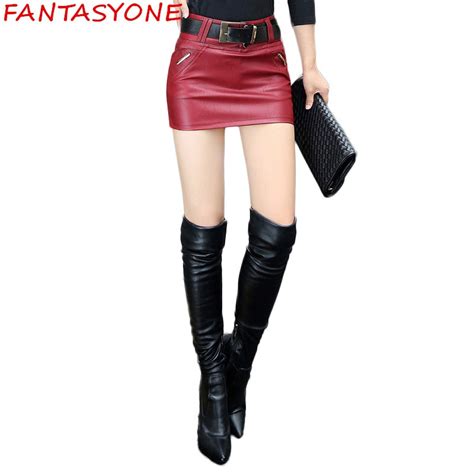Fantasyone New 2017 Fashion Slim Thin Package Hip Women Skirt Short Pu Leather Skirt Sexy Mini