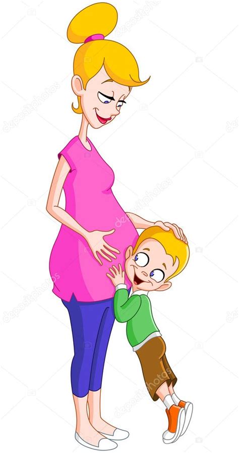 Mamá Embarazada Con El Hijo — Vector De Stock © Yayayoyo