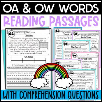 Oa And Ow Reading Passages Long O Double Vowels By Designed By Danielle