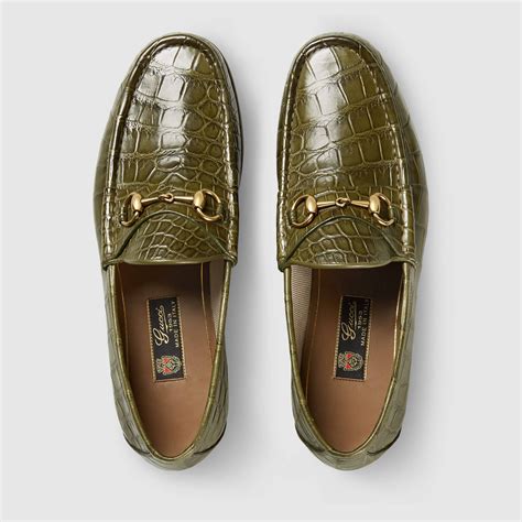 Gucci Horsebit Olive Green Croc Loafer Gucci Men Shoes Loafers Men