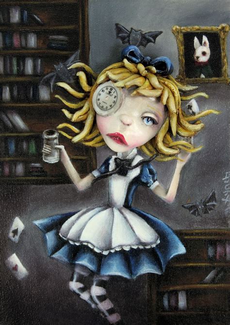Low Brow Pop Surrealism Fine Art Print Alice In Wonderland Down The