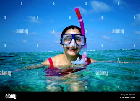 Snorkeling Ambergris Caye Belize Stock Photo Alamy
