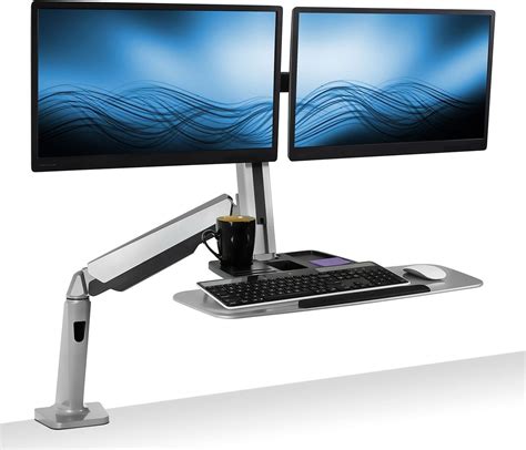 Mount It Stand Up Workstation With Dual Monitor Mount Standing Desk