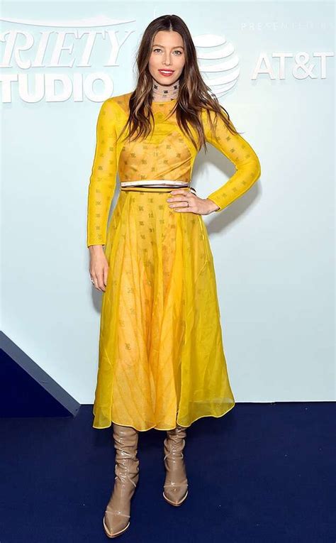 Pin By Fransis Samsoon On Actors Fashion Sheer Yellow Dress Jessica Biel