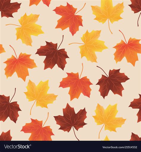 Seamless Pattern Texture Of Fallen Autumn Leaves Vector Image