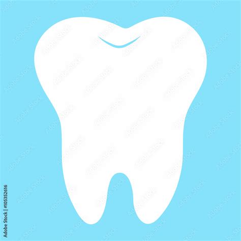 Cartoon Tooth White On A Blue Background Teeth Vector Icon