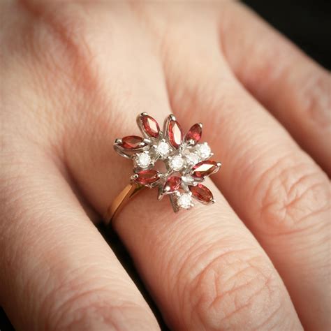 a flirtatious asymmetric 1980 s ruby and diamond cocktail ring fetheray