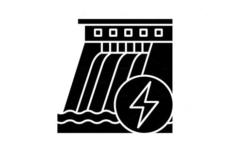 Hydroelectric Dam Glyph Icon Custom Designed Icons Creative Market