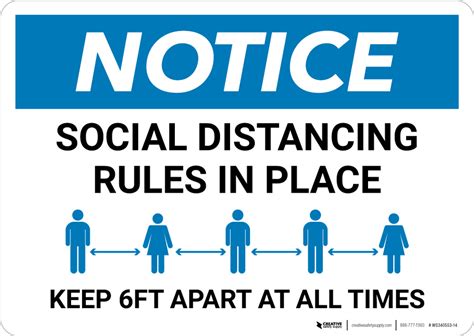 Notice Social Distancing Rules In Place Keep 6ft Apart At All Times