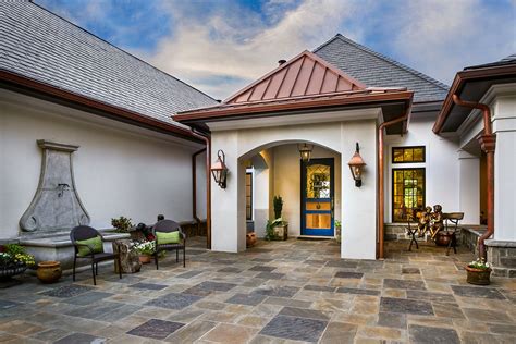 Beautiful Natural Stone Patio Flooring And Front Entrance Archway
