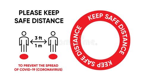 Keep Safe Distance Red Dot Floor Stock Illustrations 1 Keep Safe