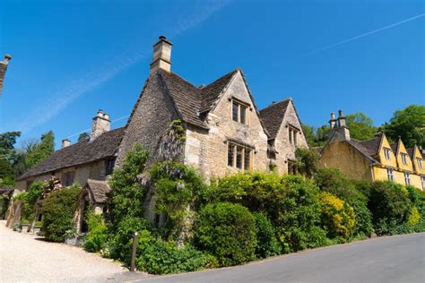 Castle Combe Houses And Buildings Pretty Wiltshire Village England Uk