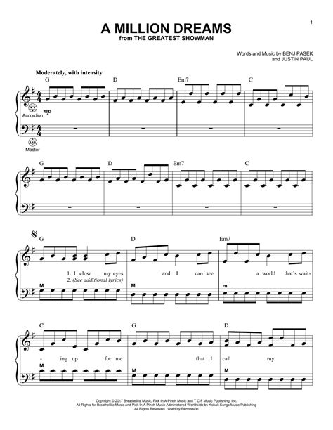A Million Dreams (from The Greatest Showman) by Pasek & Paul Sheet