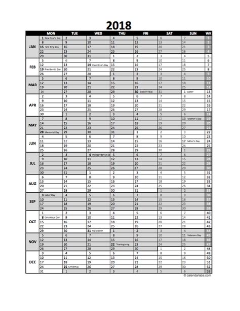 Free 2018 Excel Calendar For Project Planning Free Printable Templates