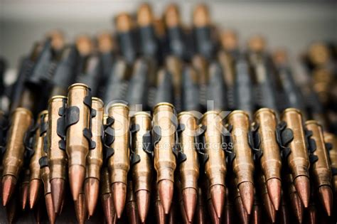 Brass Bullets For Machine Gun Stock Photos