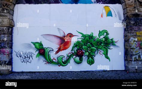 Example Of Colourful Spray Painted Graffito Graffiti On Wall Stock