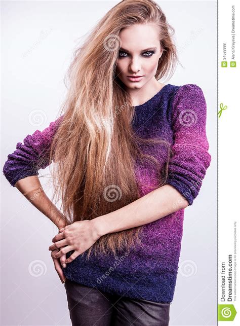 Photo Of Beautiful Fashion Woman With Magnificent Hair Stock Photo