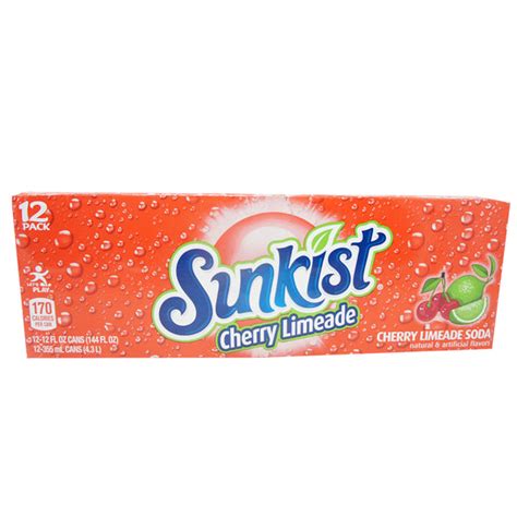 Sunkist Cherry Limeade Soda 12 Oz 12 Pack