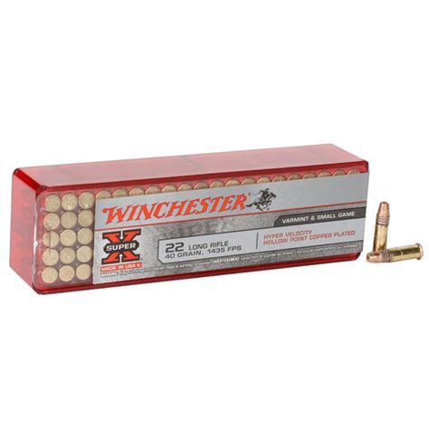 Winchester Super X 22 Long Rifle 40gr Cphp Rimfire Ammo 100 Rounds