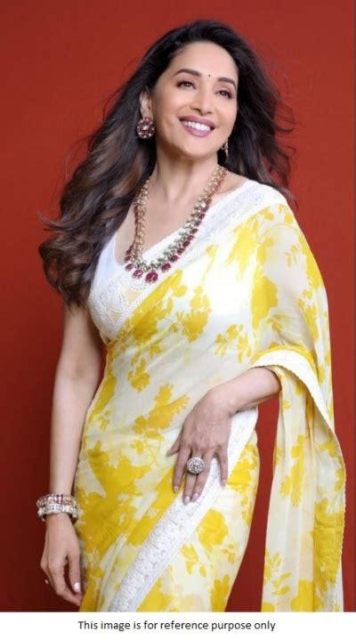 Buy Bollywood Madhuri Dixit Yellow Floral Saree In Uk Usa And Canada