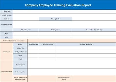 Excel Of Employee Training Evaluationxls Wps Free Templates