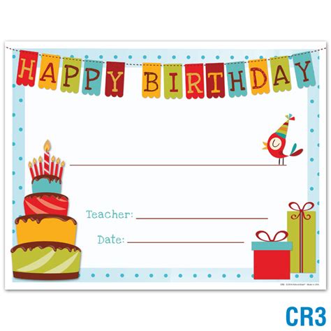 Happy Birthday Certificate School Supplies School Mate