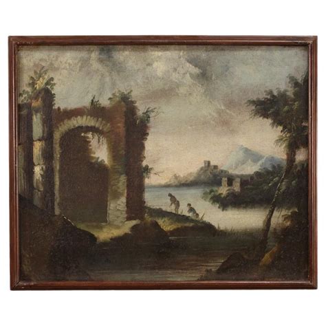 18th Century Oil On Canvas Italian Antique Oil Paintings Landscapes