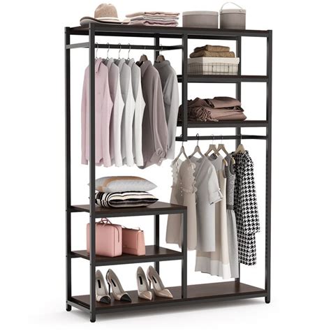 Imc teddy 23 x 84 x 84 storage cabinet hinged doors 2 doors storagemaniac 2 shelf hanging closet organizer with hooks wayfair throughout hanging closet. 17 Stories Clothes Racks,Closet Organizer With Storage ...