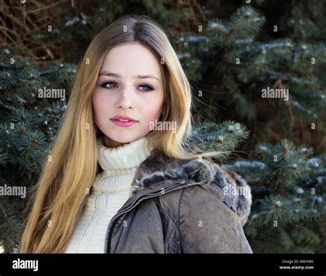 Portrait Of A Very Beautiful Russian Teen Girl On The Background Of