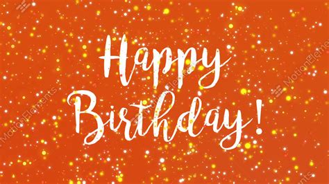 Sparkly Orange Happy Birthday Greeting Card Video Stock Animation
