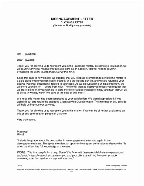Sample Letter No Longer Representing Client - 119coalition.org