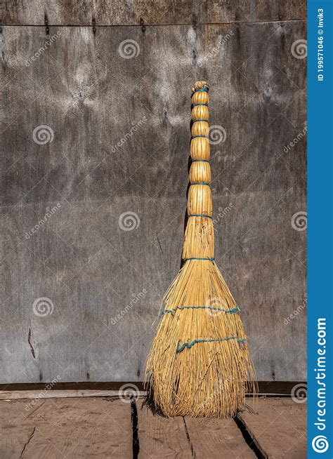 A Broom Leaning Against A Wooden Wall Stock Photo Image Of Antique