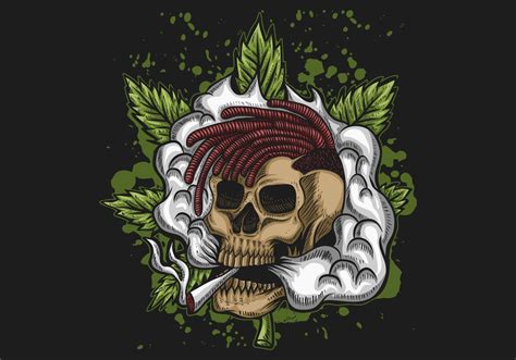 Skull Smoke Cannabis Vector Illustration Vector Art At Vecteezy