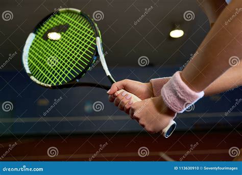 Woman Holding Tennis Racket Stock Photo Image Of Player Active