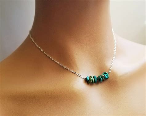 Genuine Turquoise Necklace Sterling Silver Necklace Small Etsy