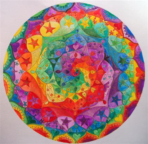 Original Drawn Design Rainbow Spiral Mandala 2012 Inspired By Nature