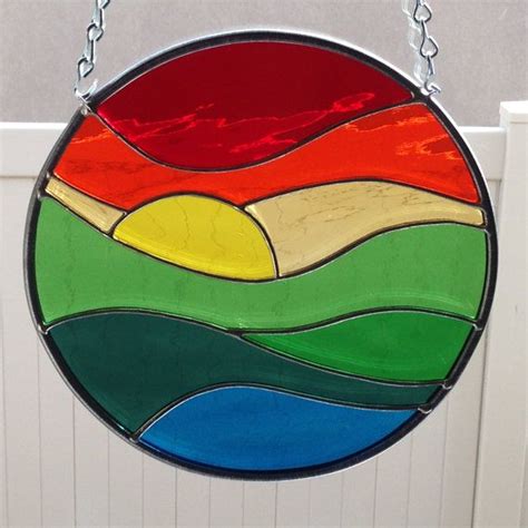 Stained Glass Sunset Over Water Suncatcher By Foxstainedglass Mosaic