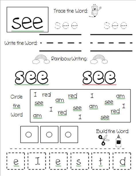 Sight Word Practice Pages Frys First 100 Words Word Work Use
